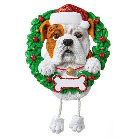 Dog In Wreath: English Bulldog