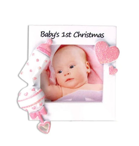 Baby's First Christmas Picture Frame Girl Ornament