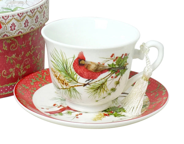 Cardinal Teacup With Saucer In Gift Box