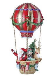 Santa In Hot Air Balloon Figurine