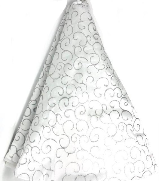 48" Silver Glitter Swirl Tree Skirt