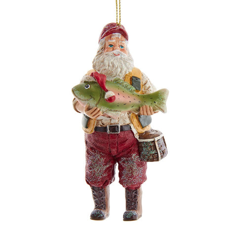 Santa Fisherman Ornament