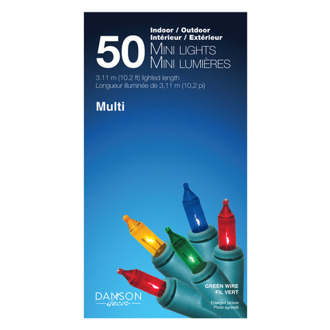 50 Multicolor Incandescent Mini Lights INDOOR/OUTDOOR