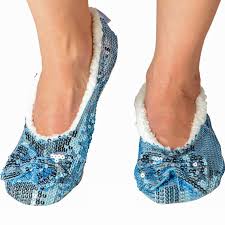 Classic Baby Blue Sequin Slippers  LADIES SIZES
