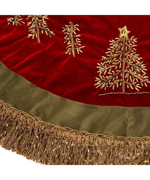 50" Velvet Tree Embroidered Tree Skirt