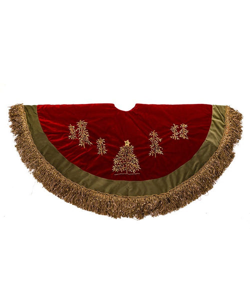 50" Velvet Tree Embroidered Tree Skirt