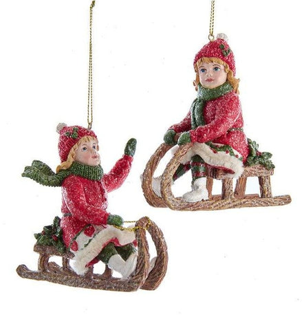Assorted Child Sled Ornament, INDIVIDUALLY SOLD