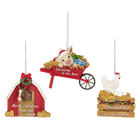 Assorted Farm Animal Ornament. INDIVIDUALLY SOLD
