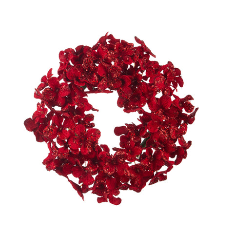 7" Red Glittered Pillar Candle Ring