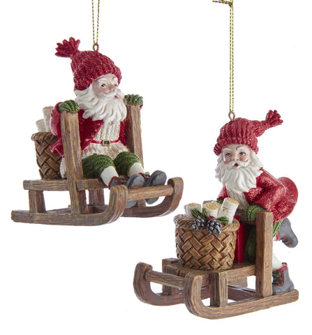 Assorted Santa On Sled Ornament, INDIVIDUALLY SOLD