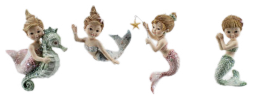 Assorted Mermaid Girl Ornament, INDIVIDUALLY SOLD