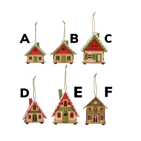 Assorted Red And Green LED House Ornament, INDIVIDUALLY SOLD