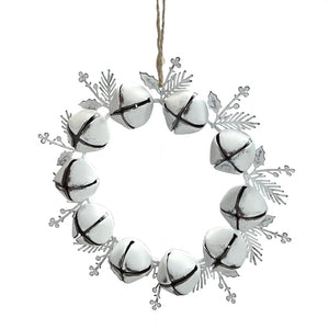 7.5" White Metal Bell Wreath Ornament