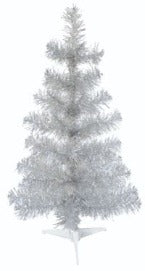 2' Silver Tinsel Christmas Tree NON LIT