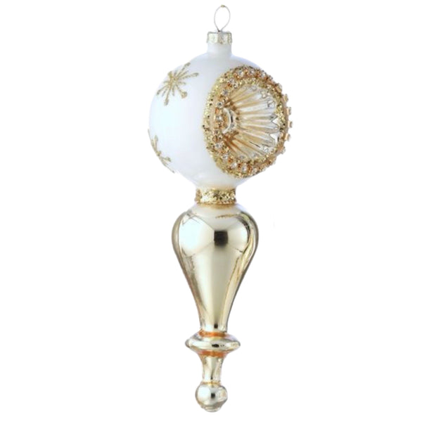 Assorted White Starburst Reflector Finial Ball, INDIVIDUALLY SOLD