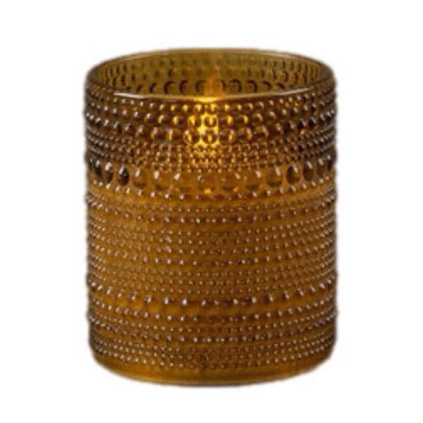 Assorted Amber Hobnail Jar Flameless Candle, INDIVIDUALLY SOLD