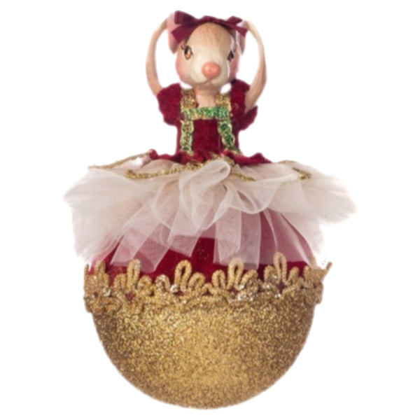 Assorted Red Mouse Ballerina Ball Ornament, INDIVIDUALLY SOLD
