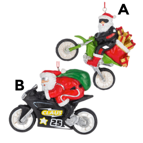 Assorted Santa On Motorcycle Ornament, INDIVIDUALLY SOLD