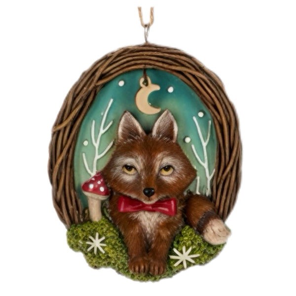 Assorted Woodland Animal In Twig Wreath Ornament, INDIVIDUALLY SOLD
