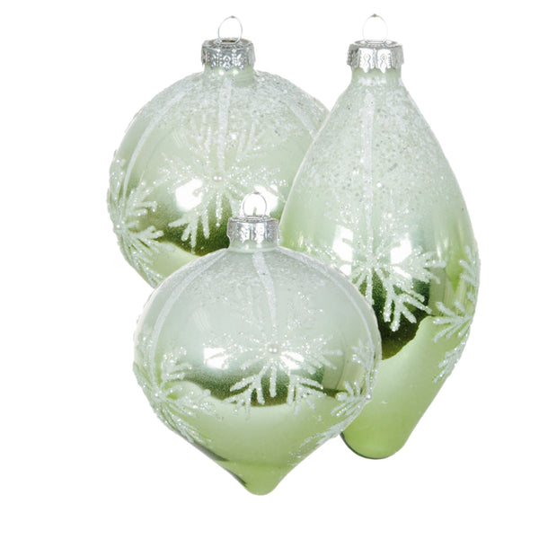 Assorted Green With Snowflake Ball, INDIVIDUALLY SOLD