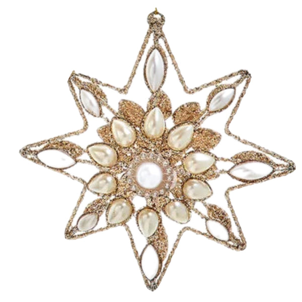 Assorted Gold & White Pearl Star Ornament, INDIVDUALLY SOLD