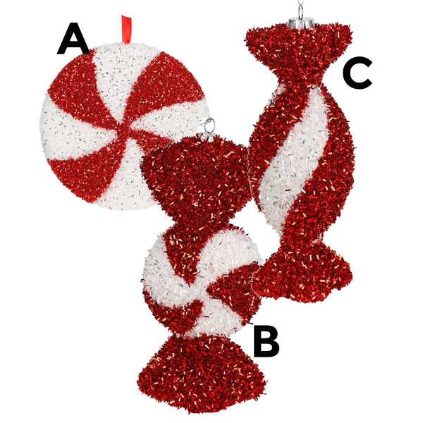 Assorted Red & White Swirl Candy Ornament, INDIVIDUALLY SOLD