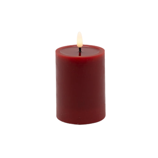Assorted Dark Red Pillar Flameless Candle, INDIVIDUALLY SOLD