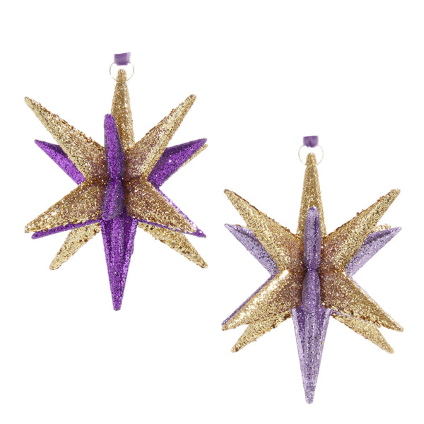 Assorted Purple & Gold Starburst Star Ornament, INDIVIDUALLY SOLD