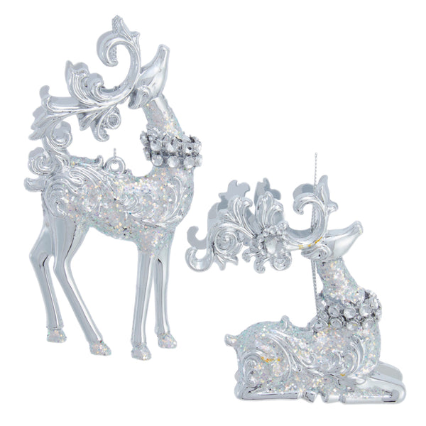 Assorted Silver Iridescent Reindeer Ornament, INDIVIDUALLY SOLD