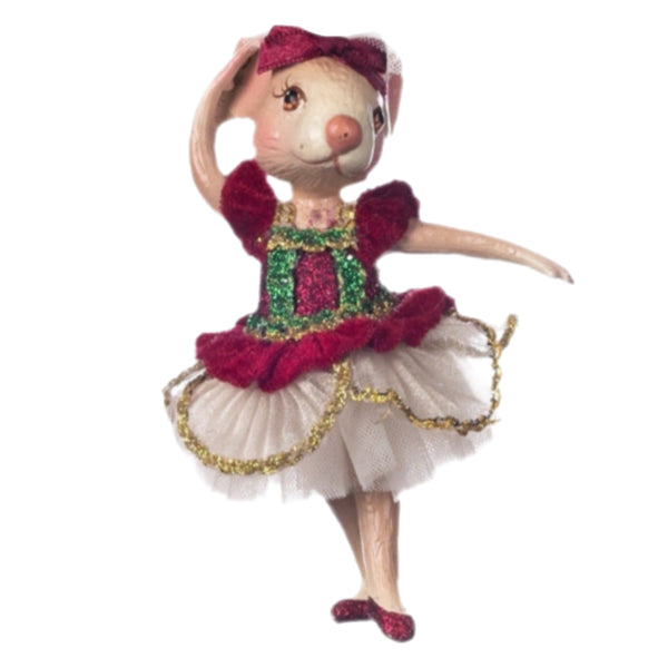 Assorted Red Mouse Ballerina Ornament, INDIVIDUALLY SOLD