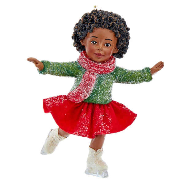 Assorted African Girl Skating Ornament, INDIVIDUALLY SOLD