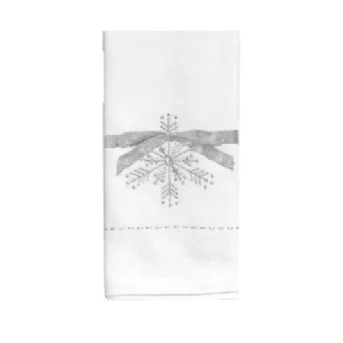 Silver Snowflake Linen Napkin, Set Of 4