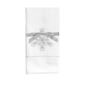 Silver Snowflake Linen Napkin, Set Of 4