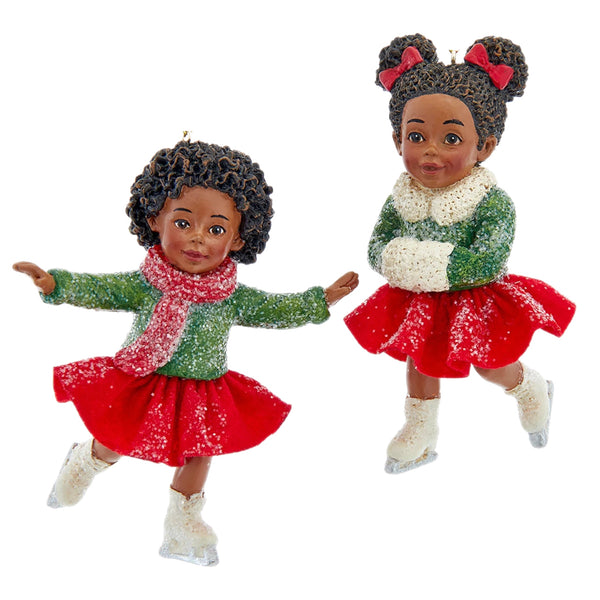 Assorted African Girl Skating Ornament, INDIVIDUALLY SOLD