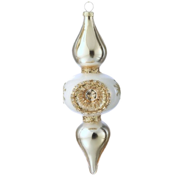 Assorted White Starburst Reflector Finial Ball, INDIVIDUALLY SOLD