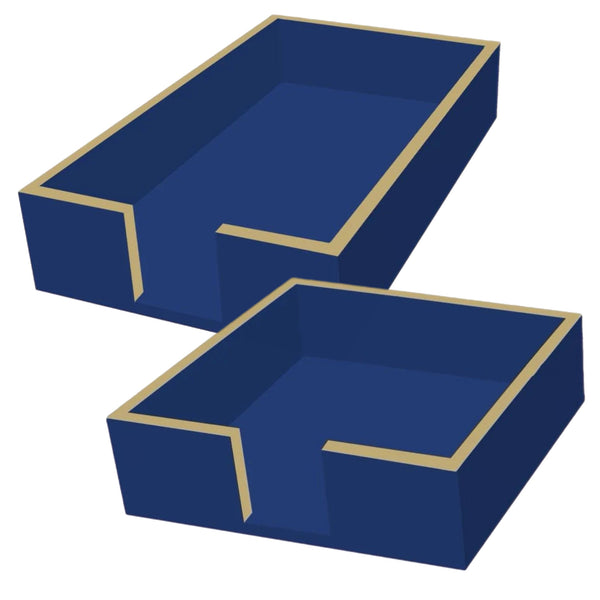 Assorted Blue & Gold Lacquer Napkin Holder, INDIVIDUALLY SOLD