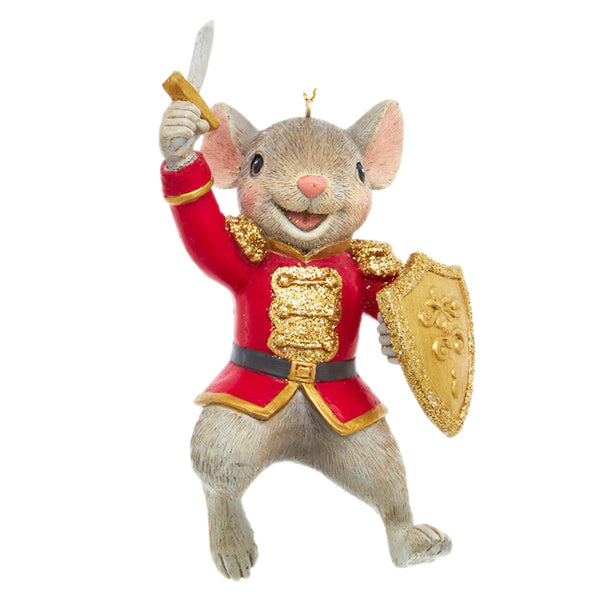 Assorted Red & Gold Mouse Soldier Ornament, INDIVIDUALLY SOLD