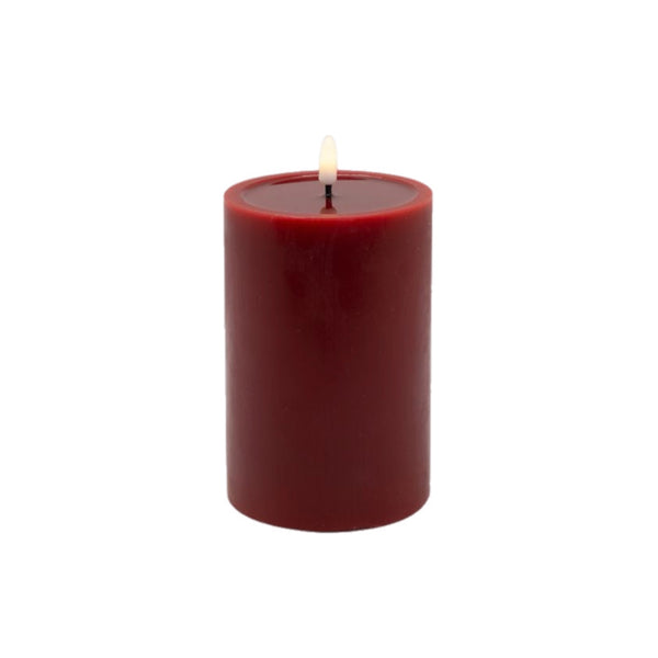 Assorted Dark Red Pillar Flameless Candle, INDIVIDUALLY SOLD