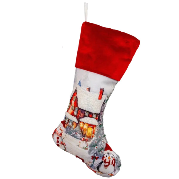 Assorted 21" Christmas Scene Stocking, INDIVIDUALLY SOLD