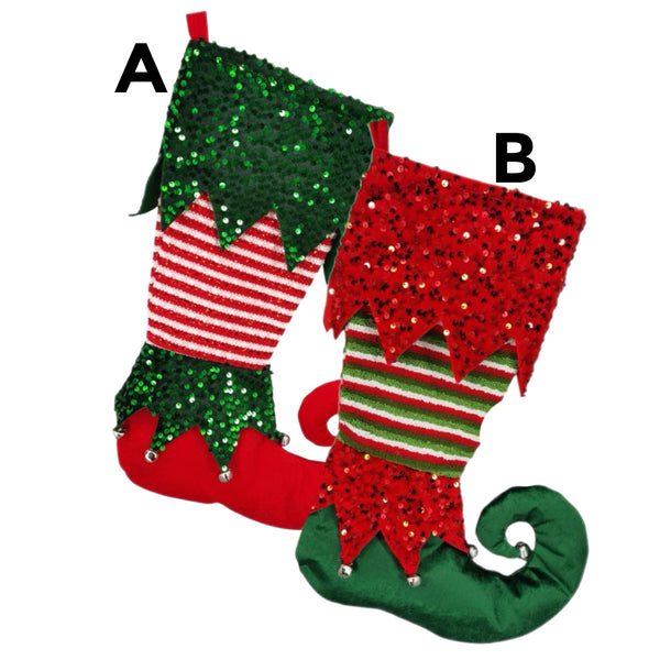 Assorted 19" Elf Stocking, INDIVIDUALLY SOLD