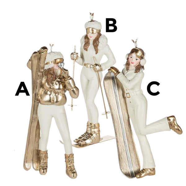 Assorted Woman Doing Winter Sport Ornament, INDIVIDUALLY SOLD