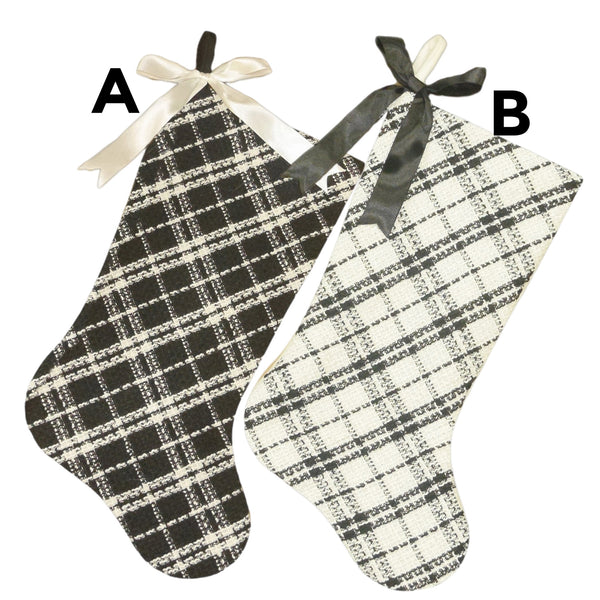 Assorted 20.5" Black & White Plaid Stocking, INDIVIDUALLY SOLD