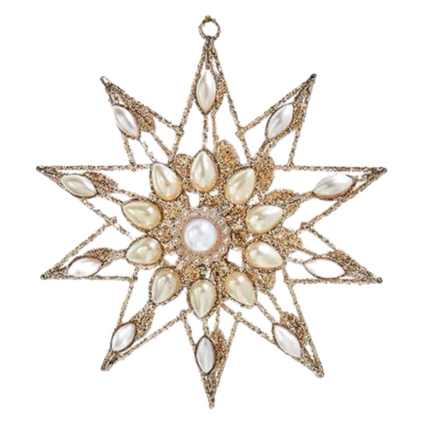 Assorted Gold & White Pearl Star Ornament, INDIVDUALLY SOLD