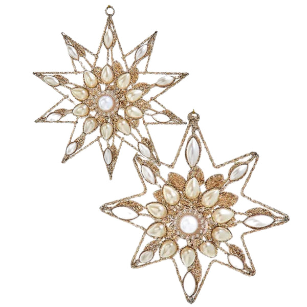 Assorted Gold & White Pearl Star Ornament, INDIVDUALLY SOLD