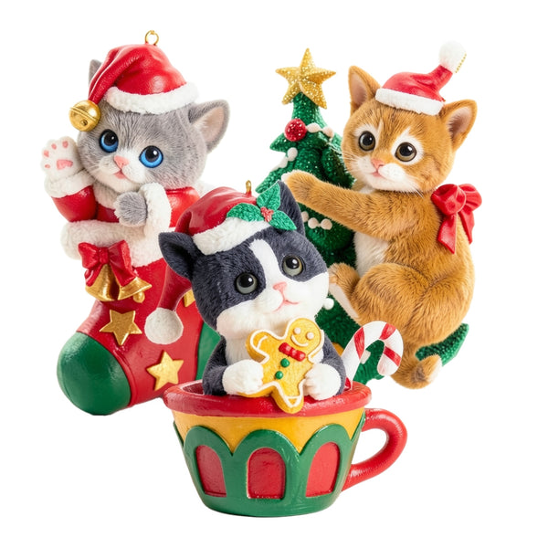 Assorted Christmas Cat Ornament, INDIVIDUALLY SOLD