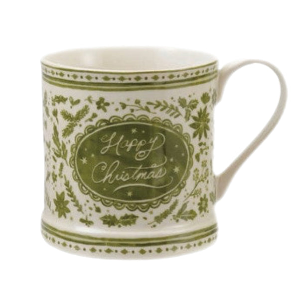 Assorted Green & White Holiday Mug, INDIVIDUALLY SOLD