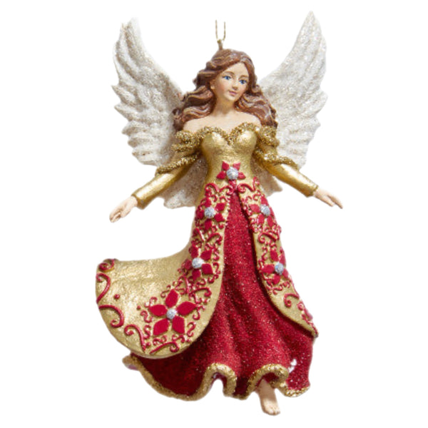 Assorted Angel With Flowers On Dress Ornament, INDIVIDUALLY SOLD