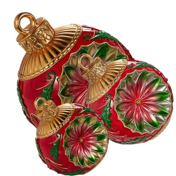 Assorted Red Poinsettia Reflector Figurine, INDIVIDUALLY SOLD