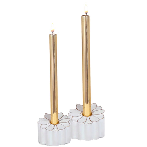 Assorted Gold Poinsettia Taper Flameless Candle, INDIVIDUALLY SOLD