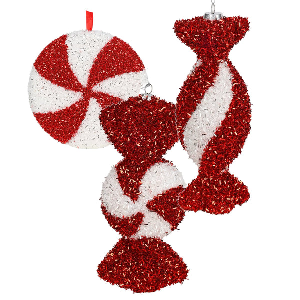 Assorted Red & White Swirl Candy Ornament, INDIVIDUALLY SOLD